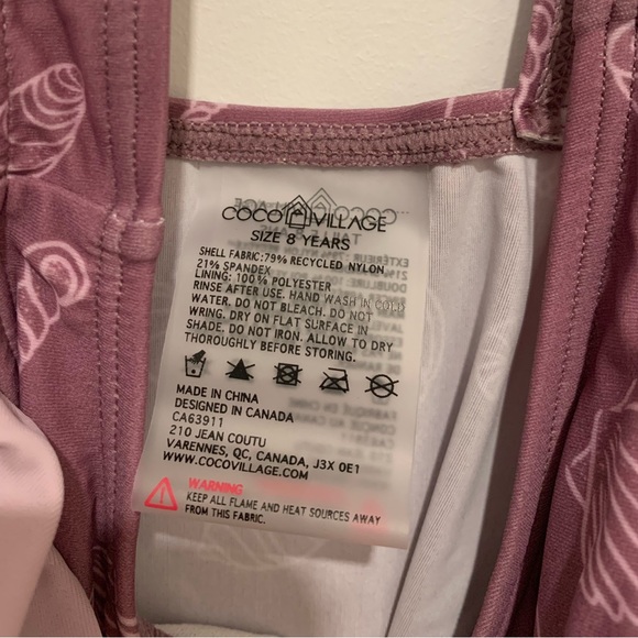 Coco village purple one piece swim suit. Size 8 (but fit is a 5-6. - Picture 3 of 3